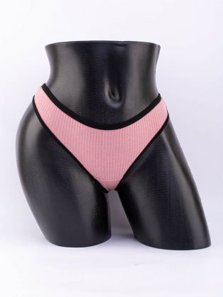 Стринги в рубчик с черной полоской - фото 1