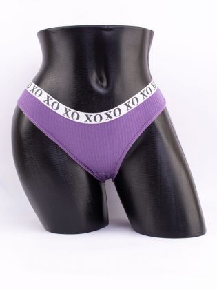 Слипы в рубчик с эластичным поясом и надписью "XO" - фото 1