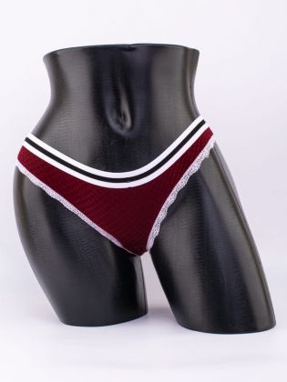 Слипы вафельные с эластичным поясом и кружевной окантовкой  - фото 1