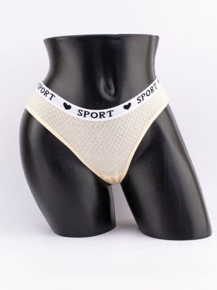 Слипы вафельные с белым поясом с надписью "sport" - фото 1