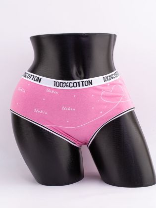 Слипы с принтом "сердечки" и эластичным поясом с надписью "100% COTTON" - фото 1