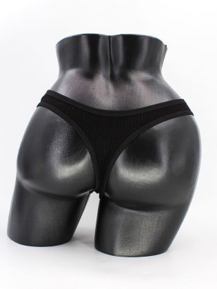 Стринги в рубчик с черной полоской - фото 3