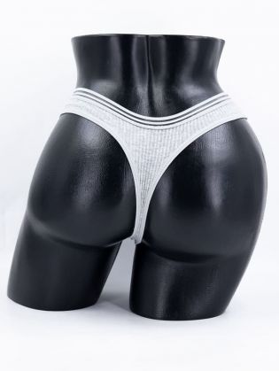 Стринги в рубчик с прозрачным поясом - фото 3