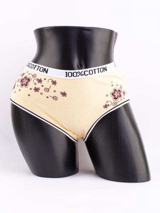 Слипы с цветочным принтом и эластичным поясом с надписью "100% COTTON" - фото 1