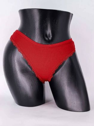 Стринги в рубчик с бахромой - фото 1