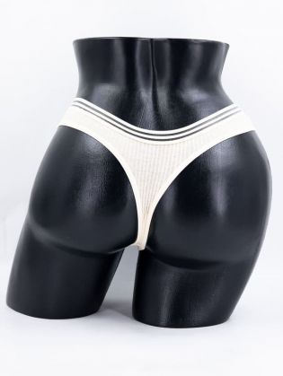 Стринги в рубчик с прозрачным поясом - фото 3