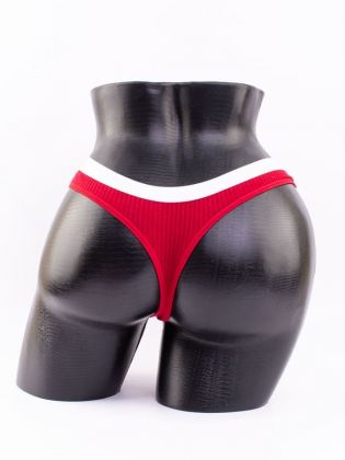 Стринги в рубчик с белым поясом - фото 3