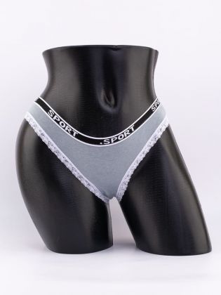 Слипы с кружевной окантовкой и эластичным поясом с надписью "sport" - фото 1